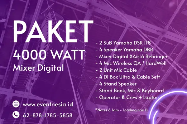 paket sewa sound system 4000 watt mixer digital eventnesia