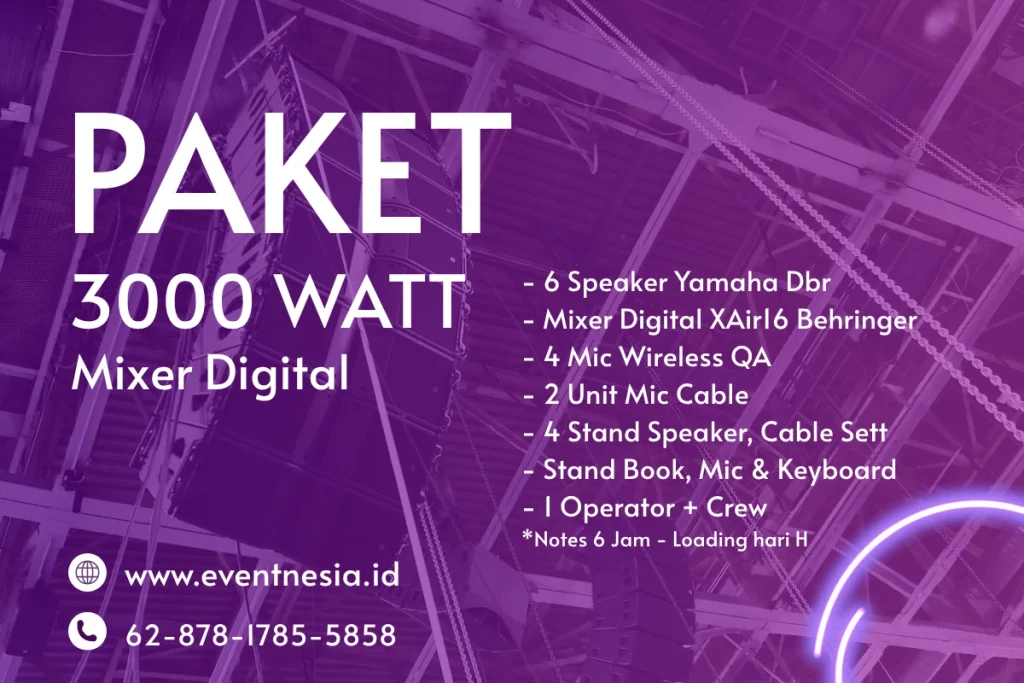 paket sewa sound system 3000 watt eventnesia, mixer digital