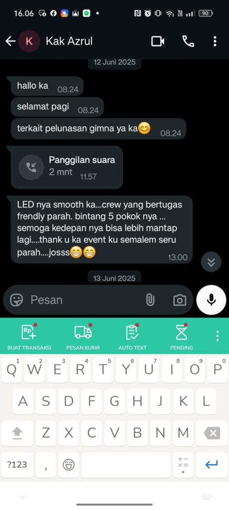 testimoni klien sewa videotron dan sewa genset